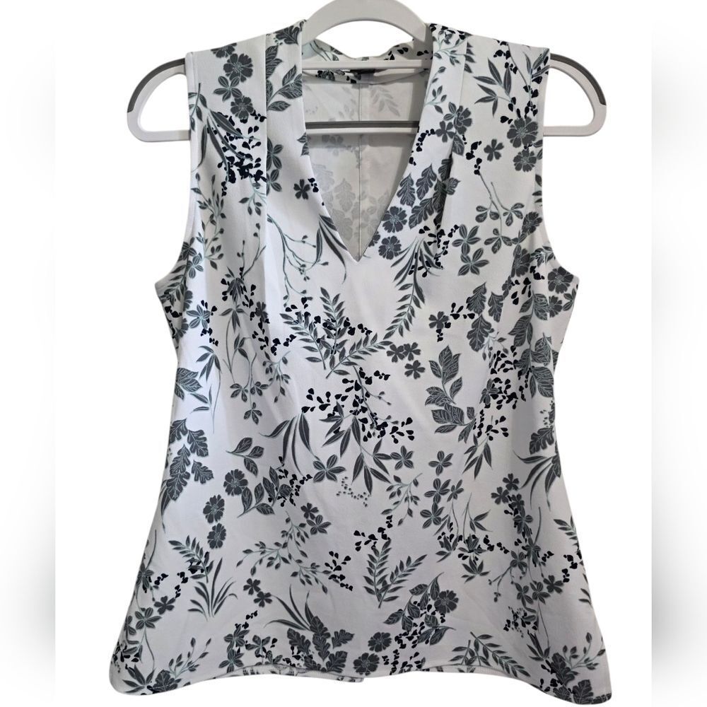 Ann Taylor Floral Sleeveless Top - Black and White